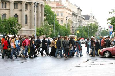 Radikális gyalogosok bénították meg a forgalmat-stock-foto