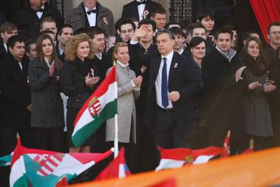 Március 15.-i ünnepség a Kossuth téren-stock-foto