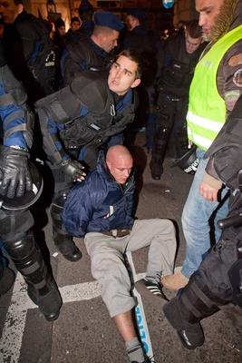 Tüntetés az Új Színháznál-stock-foto