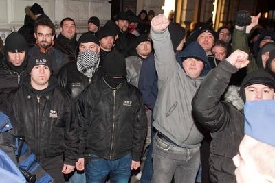 Tüntetés az Új Színháznál-stock-foto