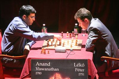 Lékó-Anand párosmérkőzés-stock-foto