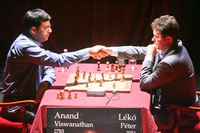 Lékó-Anand párosmérkőzés-stock-foto