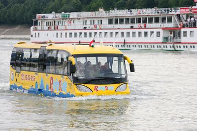 Kétéltű turistabusz-stock-foto