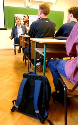 Magyar Bálint a Madách Imre Gimnáziumban-stock-photo