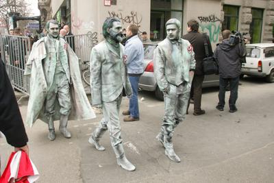 Március 15. - Ünnepségek és rendzavarás a Nemzeti Ünnepen-stock-foto