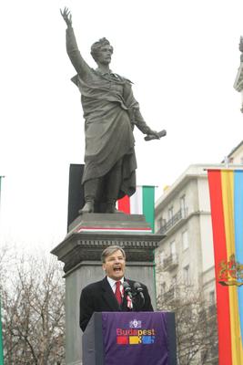 Március 15. - Ünnepségek és rendzavarás a Nemzeti Ünnepen-stock-foto