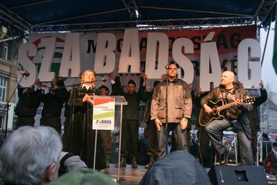 Március 15. - Ünnepségek és rendzavarás a Nemzeti Ünnepen-stock-foto