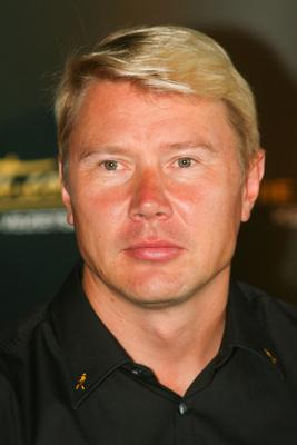Mika Hakkinen Budapesten kampányol-stock-photo
