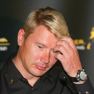 Mika Hakkinen Budapesten kampányol-stock-photo