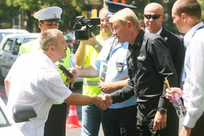 Mika Hakkinen Budapesten kampányol-stock-photo