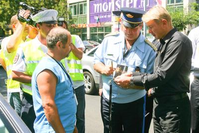 Mika Hakkinen Budapesten kampányol-stock-photo