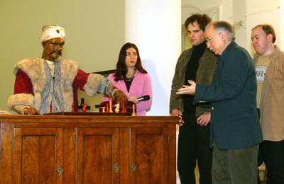 Kempelen Farkas sakkautomatája a Műcsarnokban-stock-foto