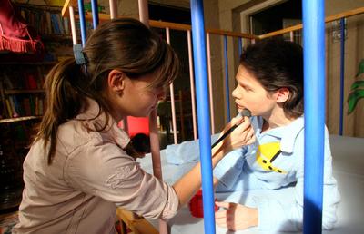 Forgatják a Kire ütött ez a gyerek? című tévéfilmet-stock-foto