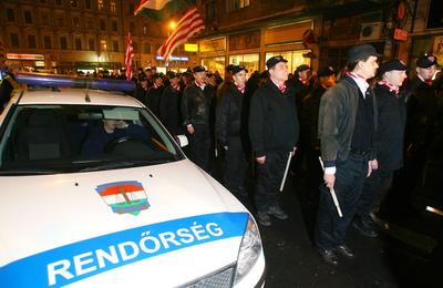 Magyar Gárda demonstrációja-stock-foto