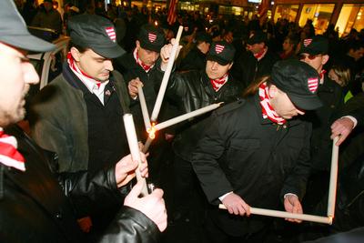 Magyar Gárda demonstrációja-stock-foto
