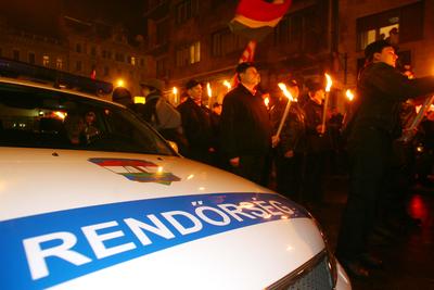 Magyar Gárda demonstrációja-stock-foto