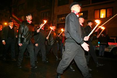 Magyar Gárda demonstrációja-stock-foto