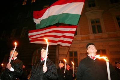 Magyar Gárda demonstrációja-stock-foto