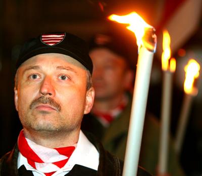 Magyar Gárda demonstrációja-stock-foto