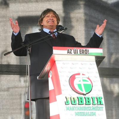 A Jobbik a Deák téren ünnepel-stock-foto