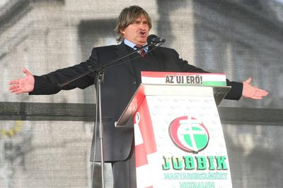 A Jobbik a Deák téren ünnepel-stock-foto