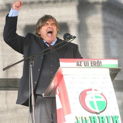 A Jobbik a Deák téren ünnepel-stock-foto