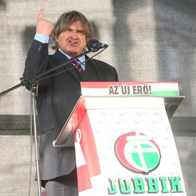 A Jobbik a Deák téren ünnepel-stock-foto