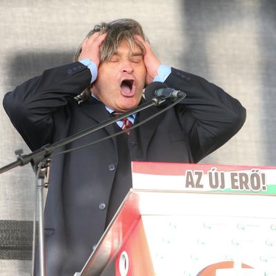 A Jobbik a Deák téren ünnepel-stock-foto