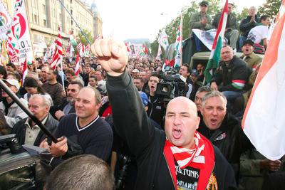 A Jobbik a Deák téren ünnepel-stock-foto