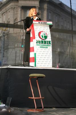 A Jobbik a Deák téren ünnepel-stock-foto