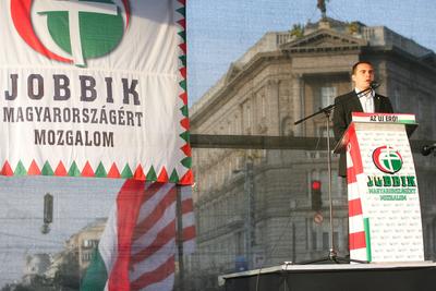 A Jobbik a Deák téren ünnepel-stock-foto