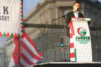 A Jobbik a Deák téren ünnepel-stock-foto