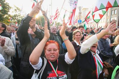 A Jobbik a Deák téren ünnepel-stock-foto