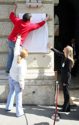 Faludy György emléktábla-stock-foto