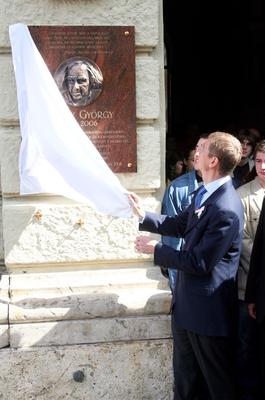 Faludy György emléktábla-stock-foto