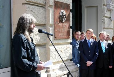 Faludy György emléktábla-stock-foto