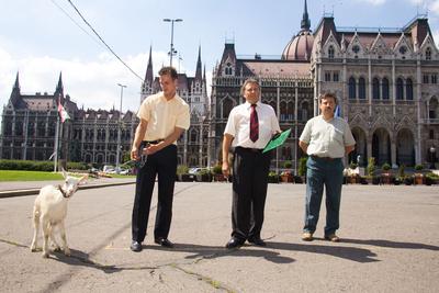 Kecske Orbán Viktornak-stock-foto