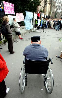 Demonstráció a BM kórházért-stock-foto