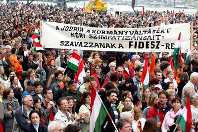 Fidesz nagygyűlés-stock-foto