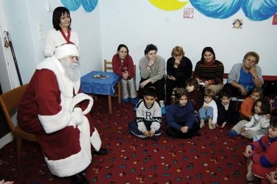 A nagykarácsonyi Mikulás-stock-foto