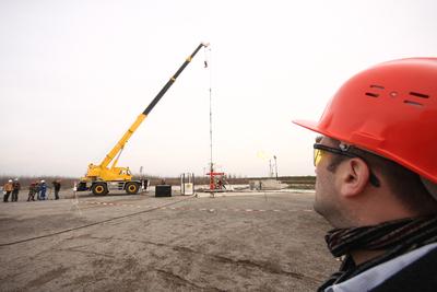 Földgáz-kitermelés, Makói-árok-stock-foto