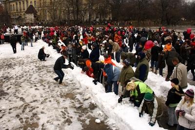 Hógolyó világrekord-kísérlet-stock-foto