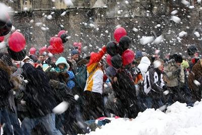 Hógolyó világrekord-kísérlet-stock-foto