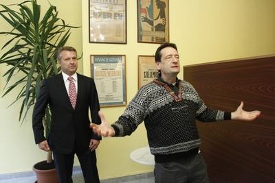 A felújított Karinthy Színház évadnyitó sajtótájékoztatója-stock-foto