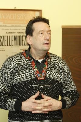 A felújított Karinthy Színház évadnyitó sajtótájékoztatója-stock-foto