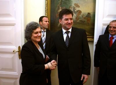 Miroslav Lajcak Budapesten-stock-foto
