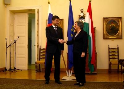 Miroslav Lajcak Budapesten-stock-foto