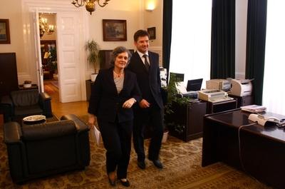 Miroslav Lajcak Budapesten-stock-foto