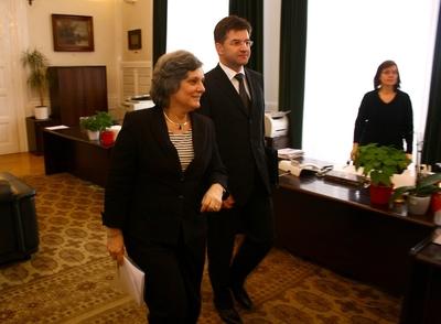 Miroslav Lajcak Budapesten-stock-foto