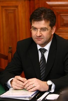 Miroslav Lajcak Budapesten-stock-foto